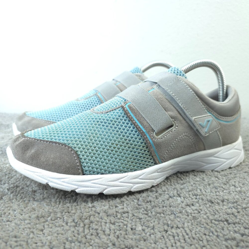 Vionic Brisk Ema Suede Sneaker Womens size 8.5 Comfort Shoes Gray Blue